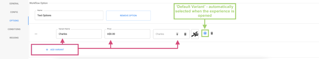 workflow buildingVariants